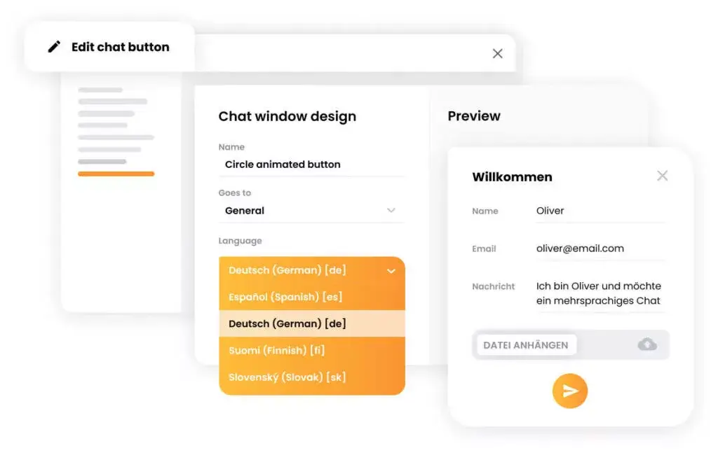 Vícejazykový chat widget