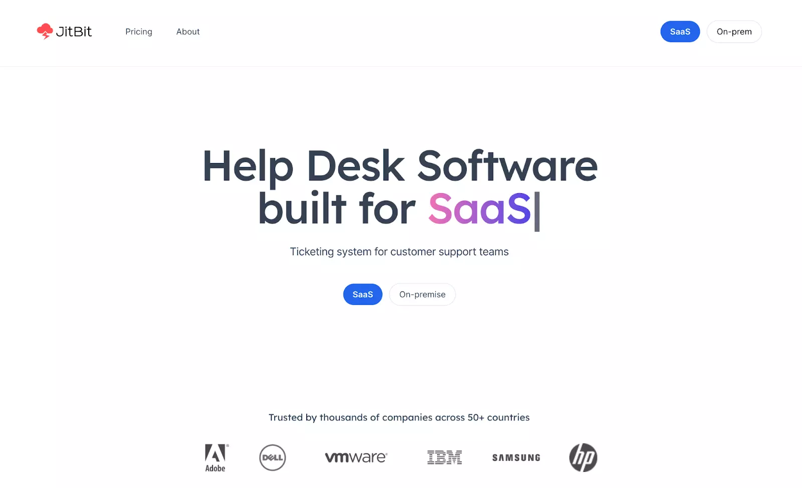 Domovská stránka software pro správu lístků Jitbit