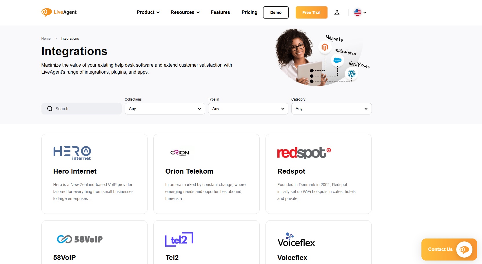 Screenshot of LiveAgent's integrations