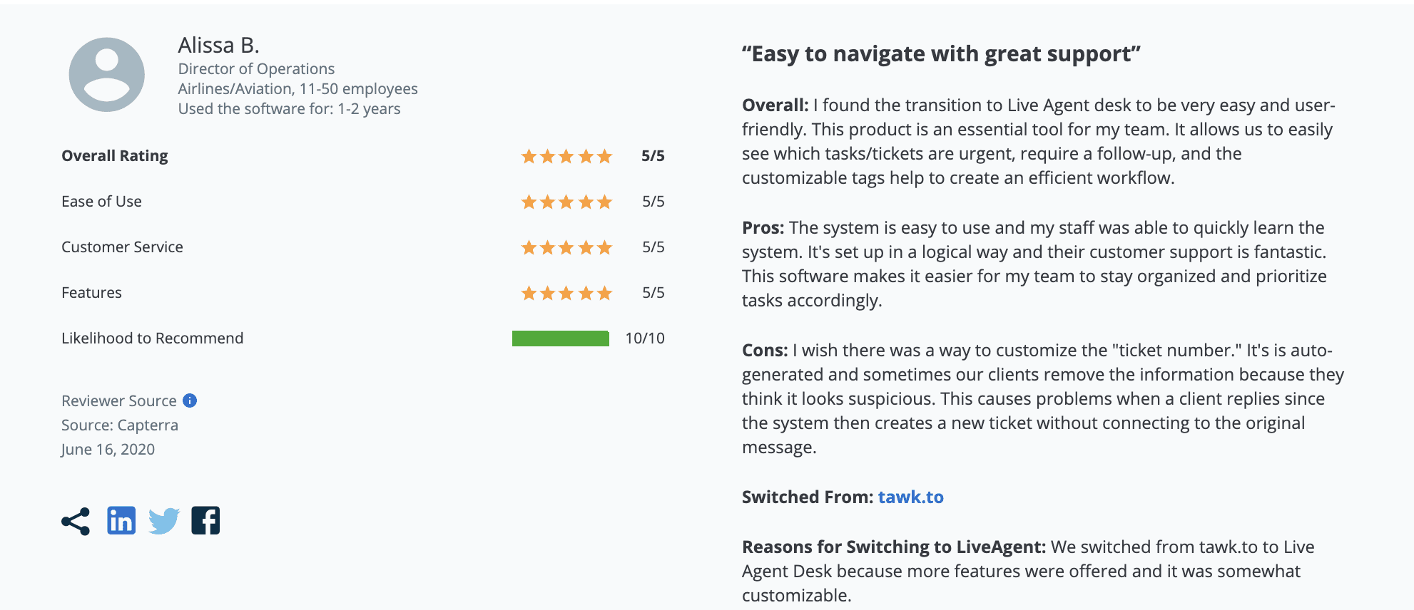 Recenze LiveAgent na Capterře