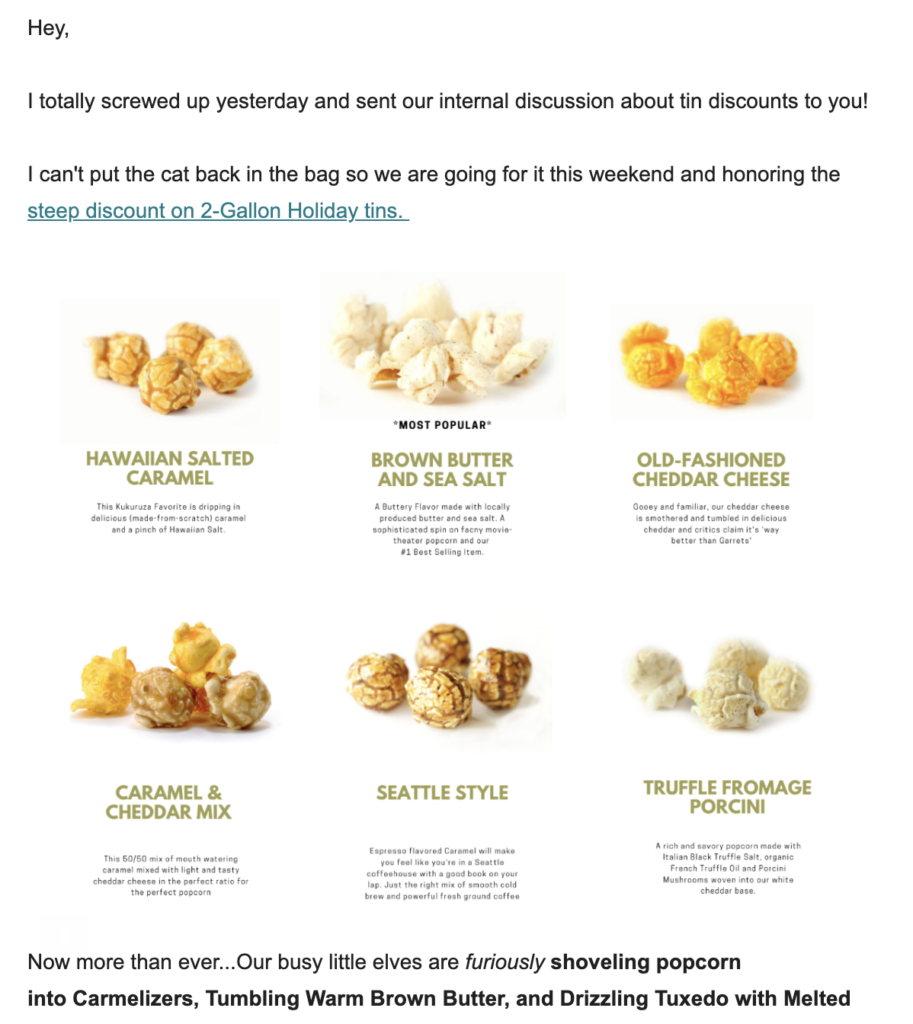 Kukuruza šablona e-mailu s omluvou