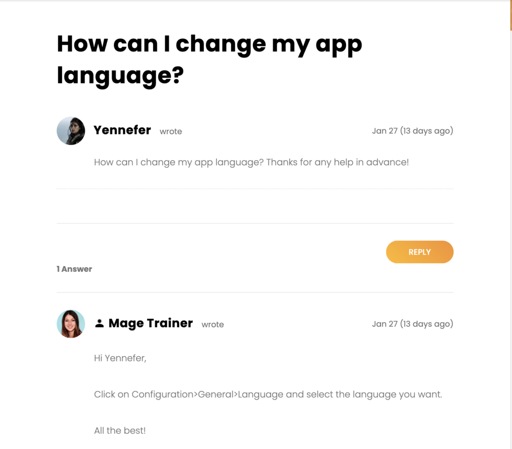 Knowledge base screenshot
