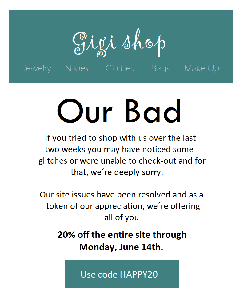 Příklad e-mailu s omluvu