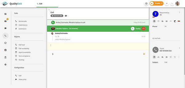 Probíhající interní hovory