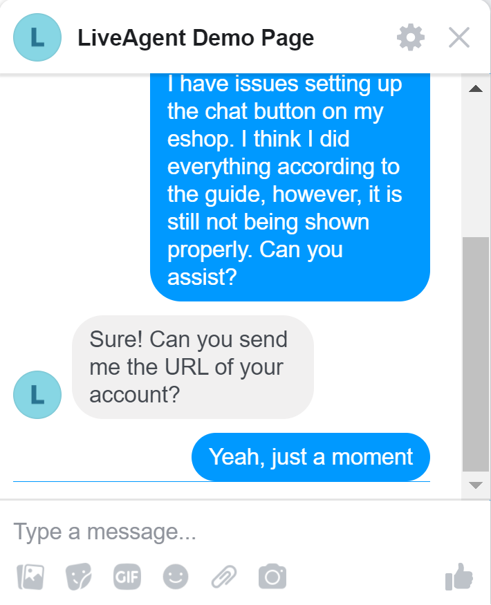 Stránka demo LiveAgent desktop odpověď