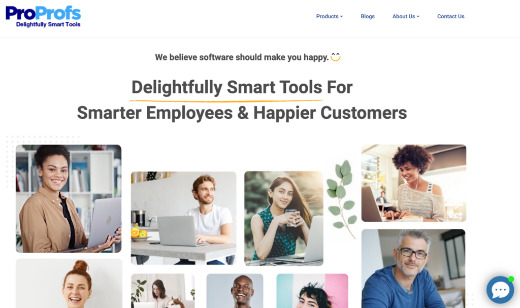 Domovská stránka software ProProfs pro správu znalostí