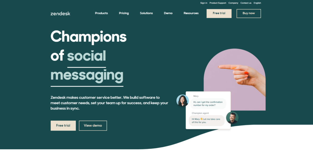 Zendesk homepage
