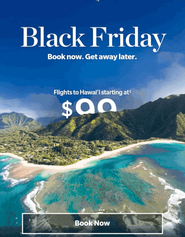 Šablona e-mailu Hawaiian Airlines na Black Friday